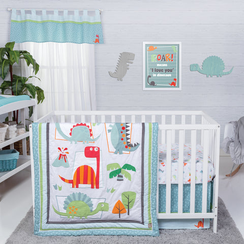 Dinosaur Roar 3 Piece Crib Bedding Set