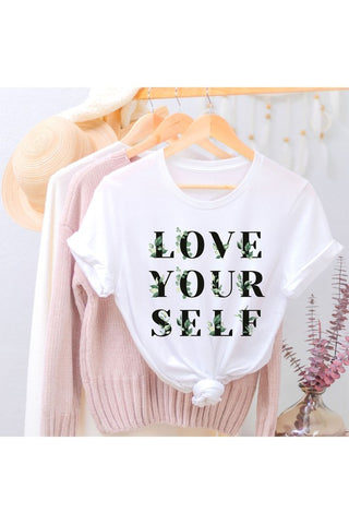 LOVE YOURSELF FLOWER GRAPHIC TODDLER TEE / T SHIRT