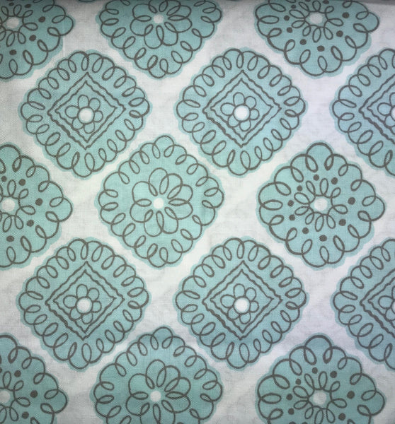 Aqua Blue/Turquoise Medallion Cotton Fabric - 3yds