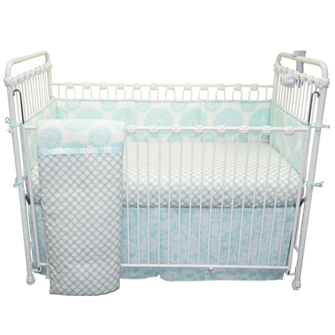 Aqua/Blue Fitted Crib Sheet Sweet and Simple Collection