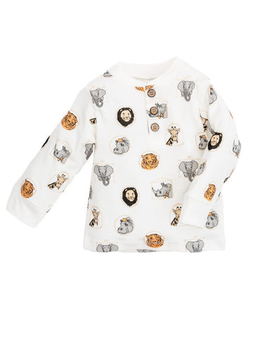 Baby Animal Print Henley Top