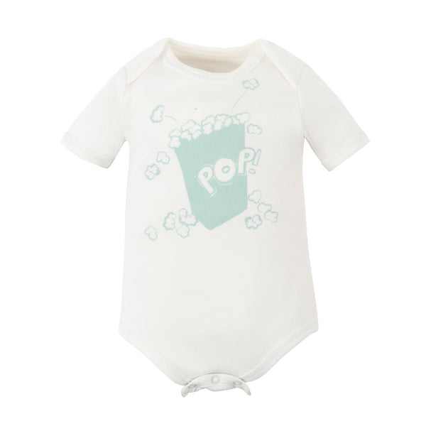 Baby Aqua Popcorn Puff Print Short Sleeve Lap Shoulder Bodysuit