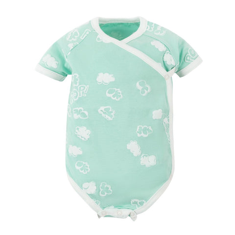Baby Aqua Popcorn Puff Print Short Sleeve Side Snap Bodysuit