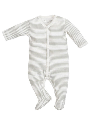 Baby Gray Ombre Stripe Snap Front Footie with Fold-over Mitts