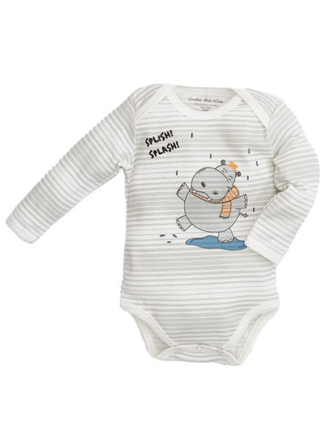 Baby Hippo Splash Screenprint Lap Shoulder Bodysuit