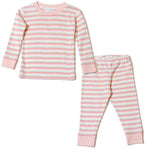 Photo 1 Baby Long Johns - Pink Green Cream Stripe