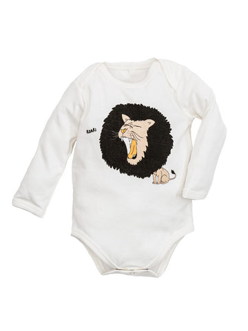 Baby Roar Lion Screenprint Lap Shoulder Bodysuit