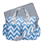 Photo 1 Blue and White Chevron Deluxe Duffle Diaper Bag