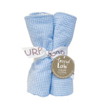 Photo 2 Blue Gingham 4 Pack Burp Cloth Set