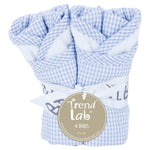 Photo 2 Blue Gingham Seersucker 4 Pack Bib Set