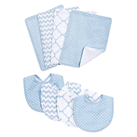 Blue Sky 8 Piece Bib and Burp Cloth Set