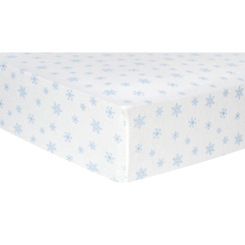 Blue Snowflakes Deluxe Flannel Fitted Crib Sheet