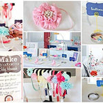 Bright Summer Collection - Fashion Headband Kit - Baby Shower Games Headband Station Party Supplies for DIY Hair Bow Maker - Make 32 Headbands and 5 Clips