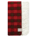 Brown and Red Buffalo Check Faux Shearling Blanket