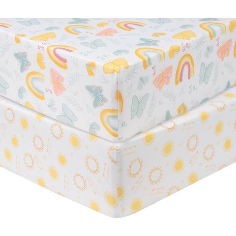 Butterfly Sun 2 Pack Microfiber Fitted Crib Sheets