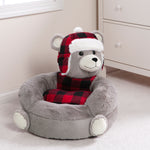 Photo 4 Children's Plush Buffalo Check Bear Character Chair