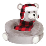 Photo 2 Children's Plush Buffalo Check Bear Character Chair