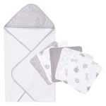 Photo 1 Circles Gray 6 Piece Hooded Towel and Wash Cloth Set