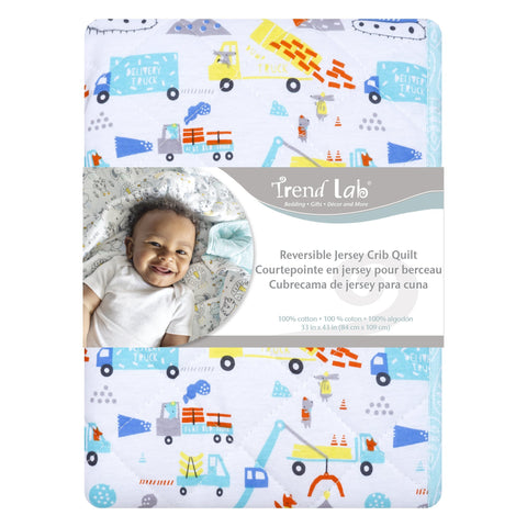 Construction Digger Reversible Jersey Crib Quilt