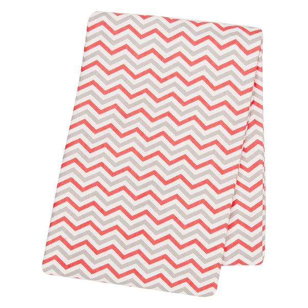 Coral and Gray Chevron Flannel Swaddle Blanket