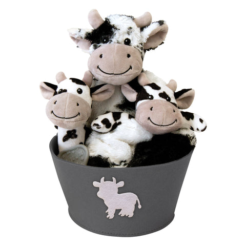 Cow 4 Piece Plush Gift Set Bucket