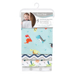 Photo 2 Dinosaur 4 Pack Flannel Burp Cloth Set