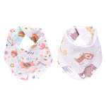 Photo 2 Elephant Jungle 2 Pack Reversible Flannel Bandana Bib Set