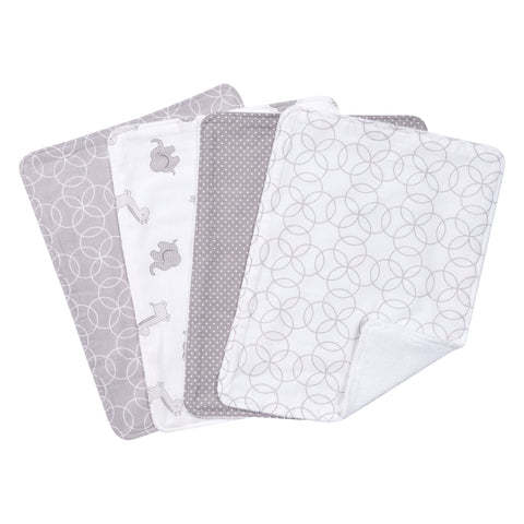 Gray and White Circles 4 Pack Bib Set
