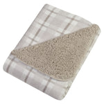 Gray and White Plaid Flannel and Faux Shearling Blanket