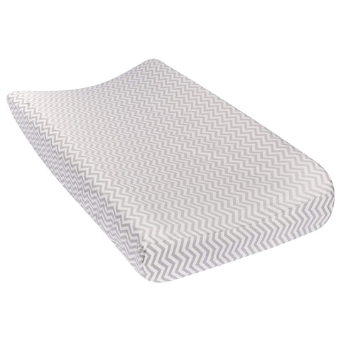 Gray Chevron Deluxe Flannel Changing Pad Cover