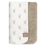 Photo 2 Gray Stag Head Flannel and Faux Shearling Blanket