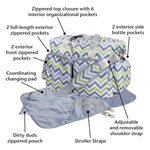 Green, Gray and White Chevron Deluxe Duffle Diaper Bag