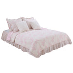 Heaven Sent Girl 5 Pc Pink Floral Twin Bed Set (Dust Ruffle, Quilt, 2 Pillow Case, 1 Pillow Sham, 1 Throw Pillow)