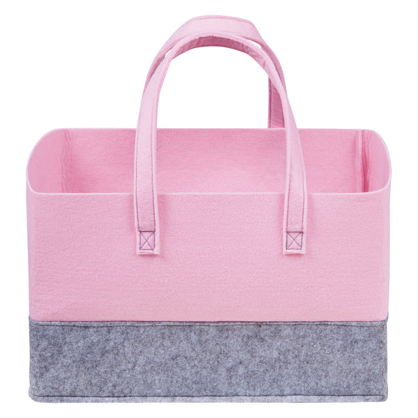 Ice Pink and Light Gray Felt Essential Storage Tote