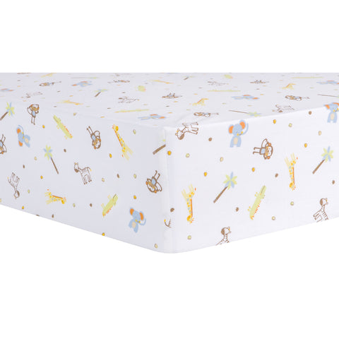 Jungle Fun Animals Fitted Crib Sheet