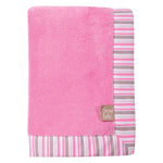 Photo 1 Lily Stripe Framed Coral Fleece Baby Blanket
