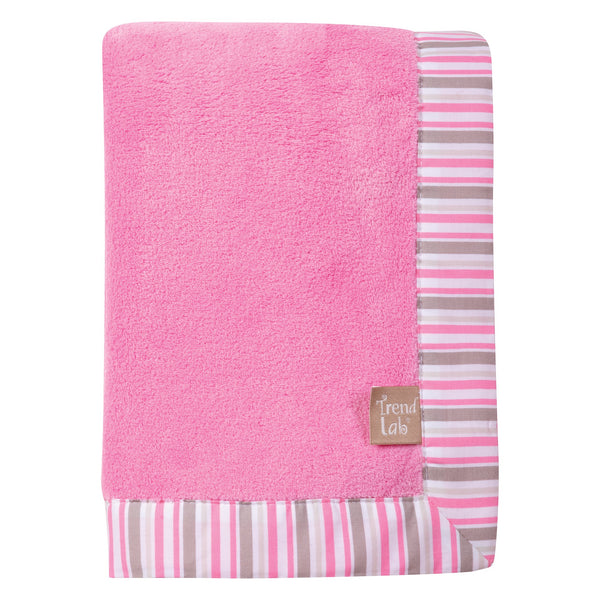 Lily Stripe Framed Coral Fleece Baby Blanket