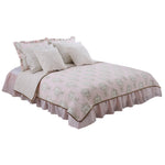 Photo 6 Lollipops & Roses 8 Pc Floral Queen Bed Set (Dust Ruffle, Quilt, 2 Pillow Case, 2 Pillow Sham, 2 Throw Pillow)