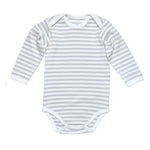 L/S Lap Shoulder Babybody, Grey Stripe