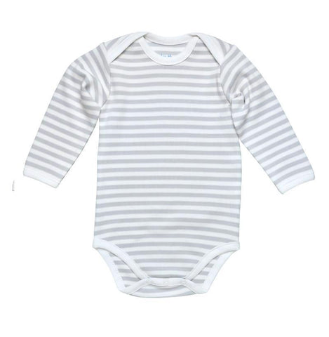 L/S Lap Shoulder Babybody, Grey Stripe