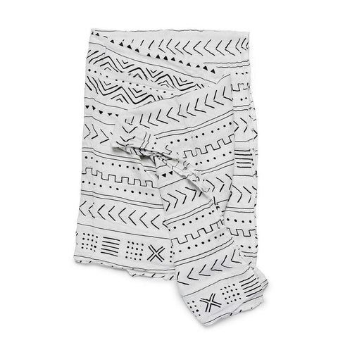 Mudcloth Muslin Swaddle Blanket-White