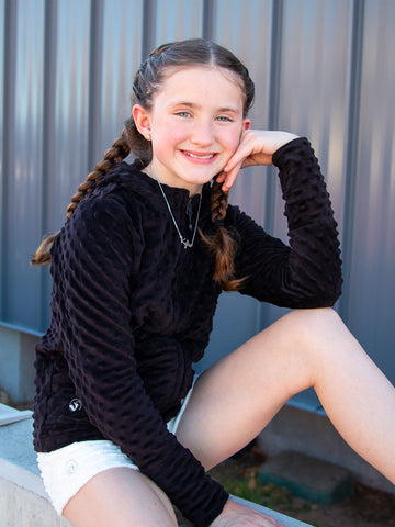 MINKY BUBBLE HOODIE - BLACK