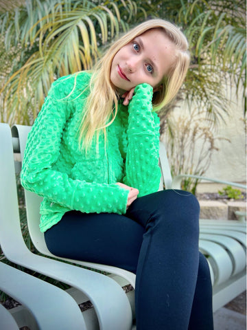 MINKY BUBBLE HOODIE - KELLY GREEN