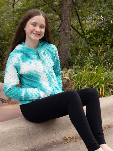 MINKY BUBBLE HOODIE - TURQUOISE TIE DYE