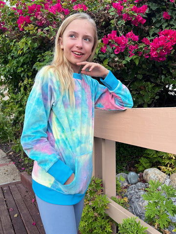 MINKY CREWNECK TOP - COTTON CANDY TIE DYE