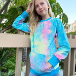 MINKY CREWNECK TOP - COTTON CANDY TIE DYE