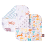Photo 3 Mint Jungle 2 Pack Reversible Flannel Bandana Bib Set