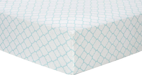 Mint Quatrefoil Deluxe Flannel Fitted Crib Sheet