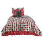 Photo 2 Multicolored Geometric & Dot Houndstooth 5 Pc Reversible Twin  Bedding Set