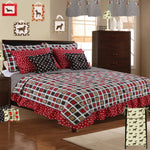 Multicolored Geometric & Dot Houndstooth 5 Pc Reversible Twin  Bedding Set